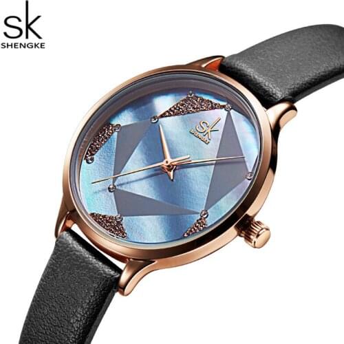 Femme montres shengke 0117 Brand Women Watches Leather Strap Fashion Design Waterproof Ladies Dress Bracelet Quartz Wristwatch