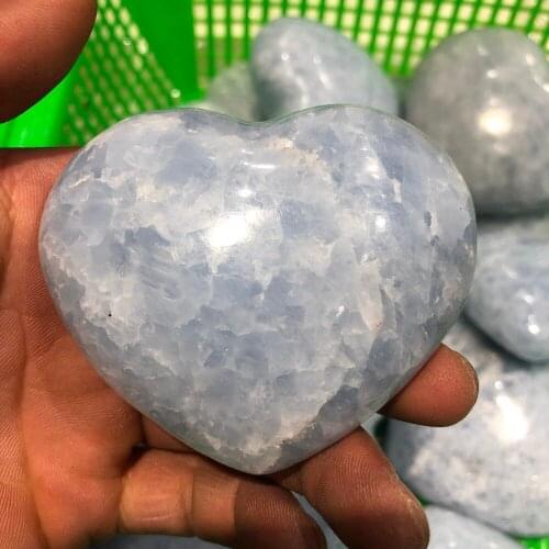 150g Natural crystal heart Hand made celestite quartz Gemstones Chakra Stone heart Balancing Collector Crystals Reiki healing