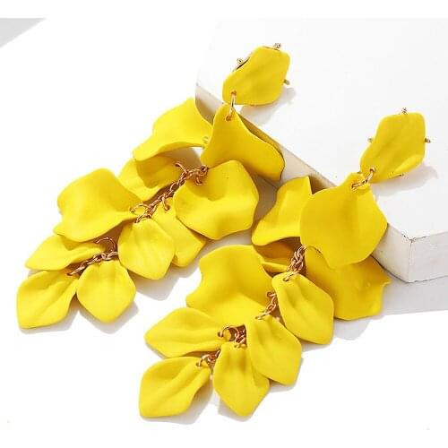 2020 Fashion Rose Petal Earrings Female Temperament Prom Party Long Exquisite Student Flower Jewelry Exaggerated Pendant