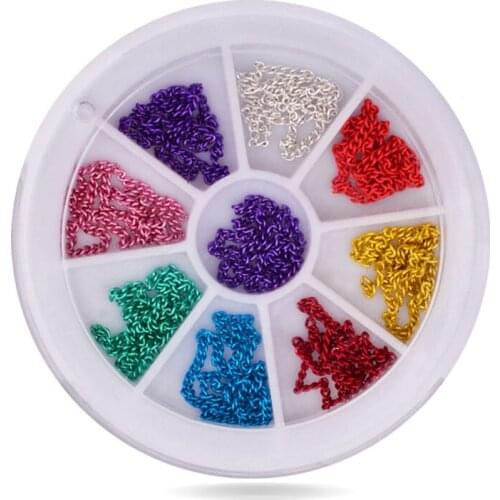 3D Metal Chain Nail Art Decoration,12cm Mix 9colors Stylish Design Nail Tips Tools Decor,DIY Nail Beauty Accessories