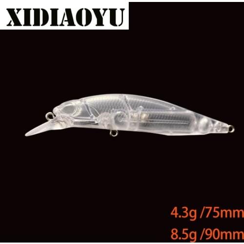 5pcs Mino sinks slowly, blank bait, 4.3g 75mm and 8.5g 90mm