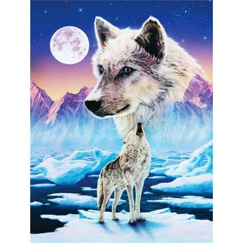5D DIY Diamond Painting Kits Animal Cross Stitch Diamond Embroidery Wolf Full Round With AB Drill Mosaic Full Layout Crafts Kit