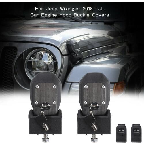 Auto Hood Lock Latches Buckle Pins Catch With Key Kit Fit 2018 for Jeep Wrangler JL