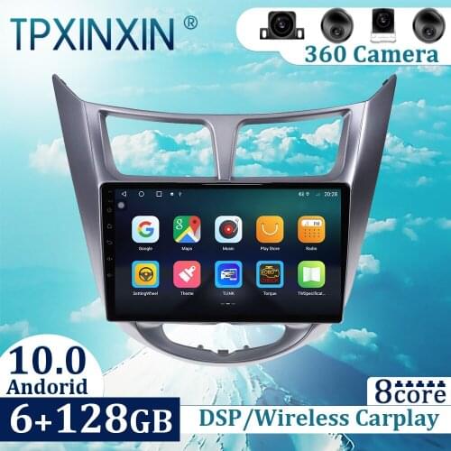 6+128GB For Hyundai solaris 2010-2016 Android 10 Carplay Radio Player Car GPS Navigation Head Unit Car Radio with Screen