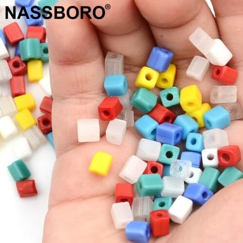 Approx.4mm Porcelain Color Cube Beads Charms Czech Glass Beads Square Beads for Jewelry Making Diy Necklace Bracelet Accessories