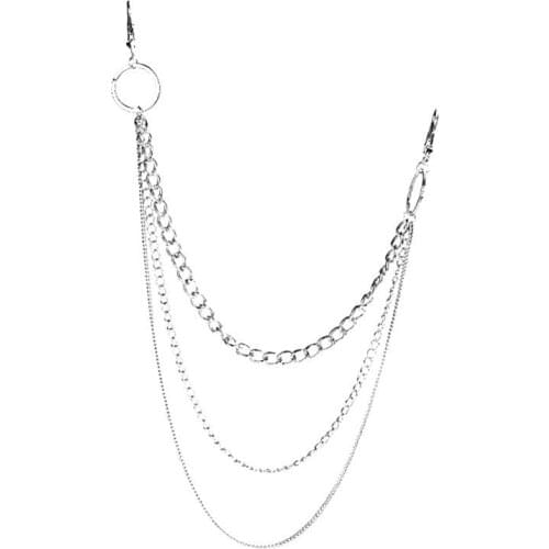 Coxeer 1pc Fashion Unisex Waist Chain Pant Chain Punk Style 3-Layer Trousers Chain Belt Chain Keychain Clothing Accessories