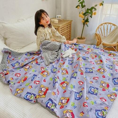 Baby Cotton Beanie Blanket Cartoon Soft Breathable Beanie Velvet Massage Blanket Dormitory Air Conditioning Quilt Baby Bedding