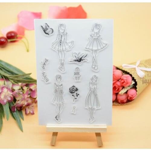 Girl Scrapbook DIY photo cards account rubber stamp clear stamp transparent stamp 11x16cm CS1225