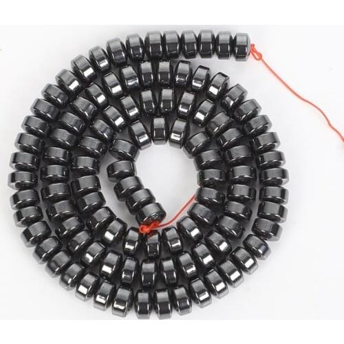 3-12mm Thick Black Hematite Natural Stone Bead For Jewelry Making DIY Loose Space Round Flat Beads Necklace Bracelet Handmade