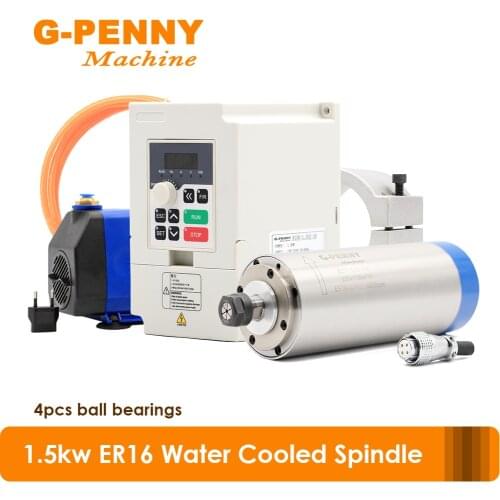1.5KW Water Cooled Spindle Motor ER16 4 Bearings 80x 220mm & 1.5kw QL-Inverter & 80mm Bracket & 75W Water Pump