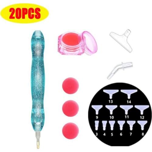 5D DIY Diamond Painting Tool Pens Resin Point Drill Pen Diamond Embroidery Accessories Clay Wax And Replaceable nib Kits