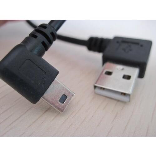 90 Degree Left Angle Mini B Male to Right Angled USB A Male Data Cable Cord For PS3 Camera PSP MP3 MP4 Player etc 25cm