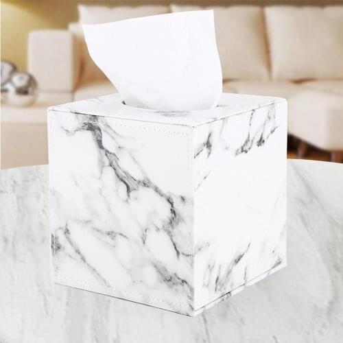 Marble Pattern PU Leather Removabl Tissue Box Napkin Paper Box Waterproof Paper Tube Nordic Tissue Case Container Home Decor