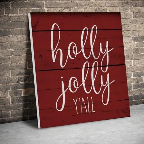 Framed Red Holly Jolly Yall Christmas Decor Posters Canvas Paintings Wall Art Canvas Prints Pictures Kids Room Home Inner Frame