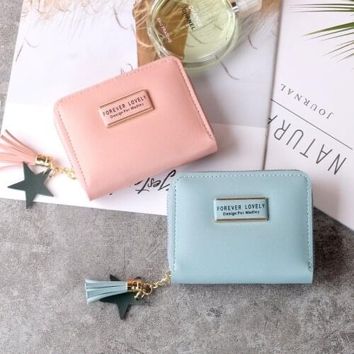Hot Sale Wallet Women Cute Tassel Letter Decoration Female Luxury Leather Zipper Coin Purses Card Holder Money Pocket Clutch Bag
