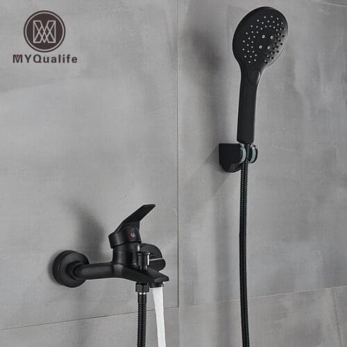 Matte Black Bathroom Faucet 2 Function Bathtub Facuet Wall Mounting Cold and Hot Shower Faucet