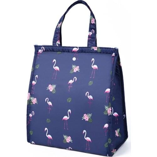 Printed Lunch Insulated Fashionable Bag Portable Twill Leak-proof Picnic Foldable Bag Soft Handle Durable Smooth Zipper