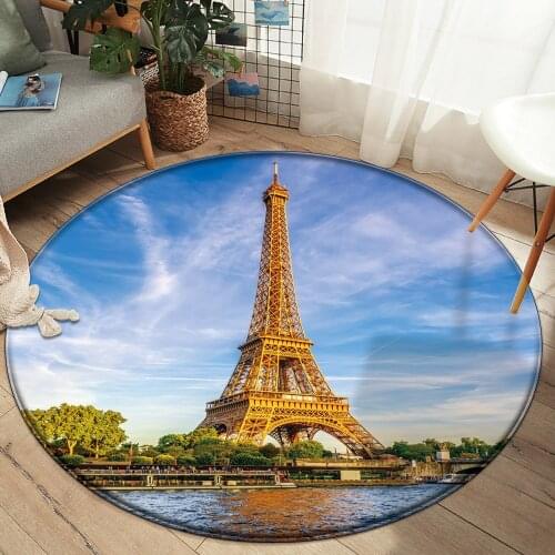 Fashion Nordic Romantic Paris Tower Carpets Flannel Anti-slip Bedroom Mat Area Rug Decor Living Landscape Printed Carpet 3D Room