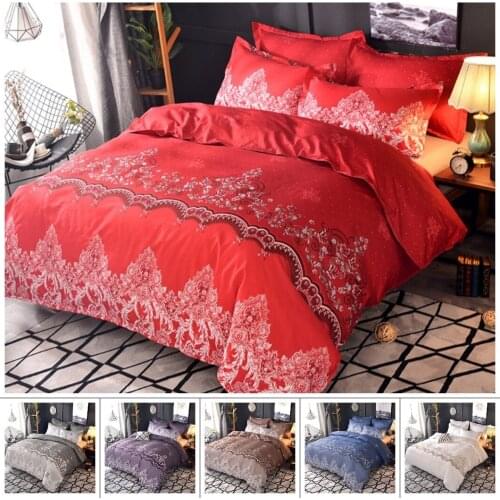 Fashion 2 or 3pcs Bedding Set Luxury Lace Duvet Cover Sets with Zipper Closure 1 Quilt Cover + 1/2 Pillowcases US/EU/AU Size
