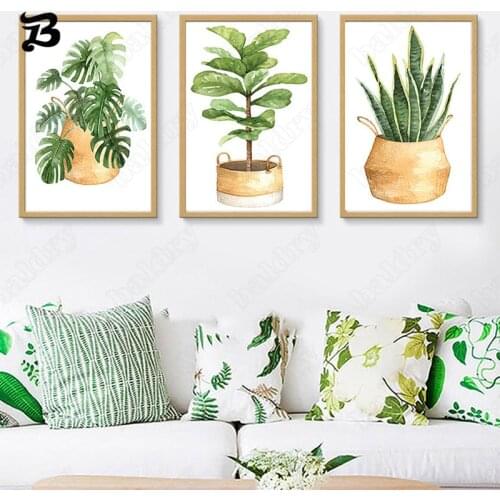Posters Cactus Greenery Canvas Painting Green Plant Leaves Wall Art Pictures Abstract Art for Living Room Garden Home Decoration
