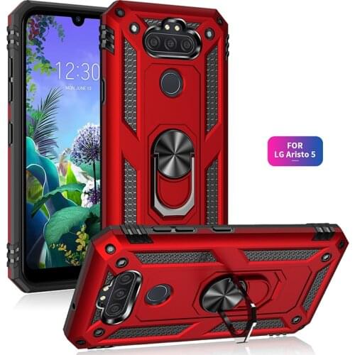 Magnetic Metal Ring Stand Armor Shockproof Case For LG K31 Aristo 5 Plus Aristo 6 Soft TPU Bumper Hard PC Protective Back Cover