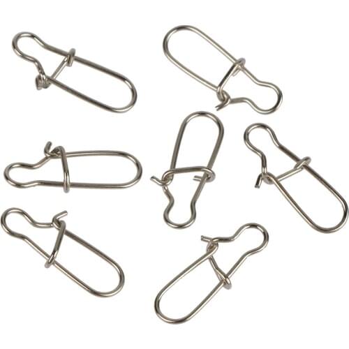 Fishing Swivels 100pcs/Lot Stainless Steel Hook Lock Snap Swivel Solid Rings Barrel Safety Snaps 1-8# Fishing Hooks Connector