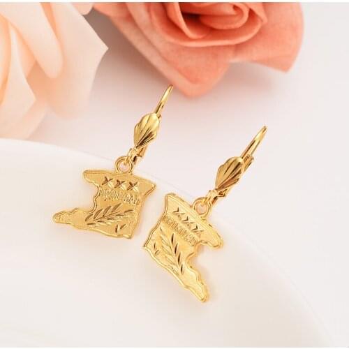 Gold color Trinidad and Tobago Map Flag drop earrings Trendy Jewelry Gifts party gift