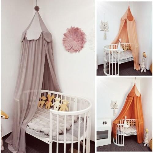 Nordic Style Chiffon Kids Baby Bed Room Canopy Mosquito Net Curtain Bedding Dome Tent for Crib Nursery Decor Tent with Hook