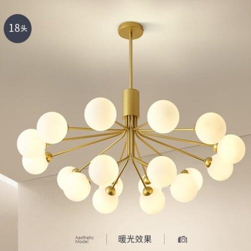 Nordic Decor Glass Balls Lampshade Pendant Lights Modern Living Room Chandeliers Bedroom Ceiling Lamps Gold Black Chandelier LED