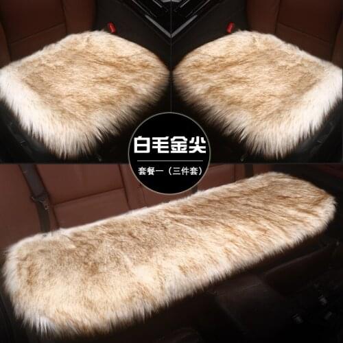 KKYSYELVA Universal Car Seat Cover black winter Auto Wool Driver Seat Cushion Plush Seat Pad Wool Mat for home office Chair mat