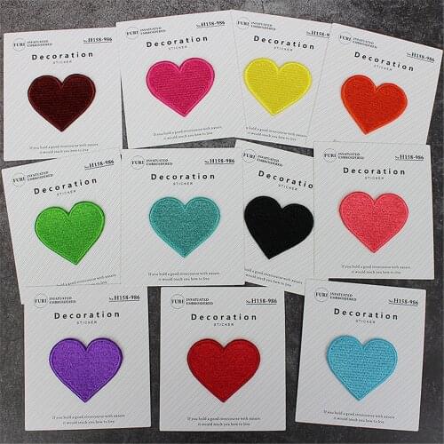 High Quality 5PCS/LOT Colorful Cute Fashion Heart Rmbroidery Sticky Cloth Paste Clothes Patch Hole DIY Accessories Iron On Patch