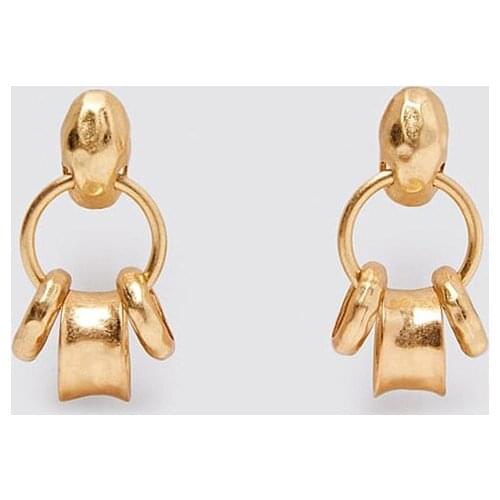 ZA Earring Trendy Female Gold Metal Round Circle Geometric Big Drop Earrings For Women Fashion Statement Earring Jewelry