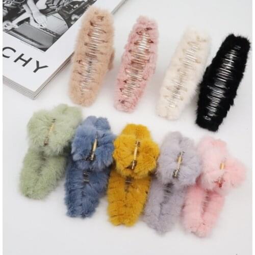 Autumn and Winter Furry Hair Accessories Catch Clip Hairclips for women girl Back Head Shark Chuck Jewelry Hair Claws Clip