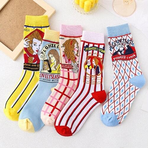 Socks Women Stockings Japanese Cute Autumn and Winter Cartoon Anime Fashion INS Lolita Illustration Socks Thickened Cotton