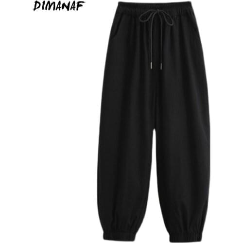 DIMANAF Plus Size Women Pants High Waist Harem Female Cotton Office Home Wear Basic Elastic Large Size Trousers Oversize 5XL