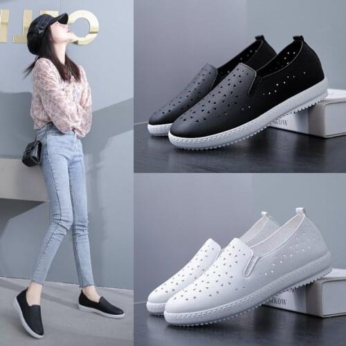 Tenis Feminino Women Tennis Shoes Luxury Brand Breathable Black White Leather Slip-on Flat Outdoor Walking Jogging Woman Sneaker