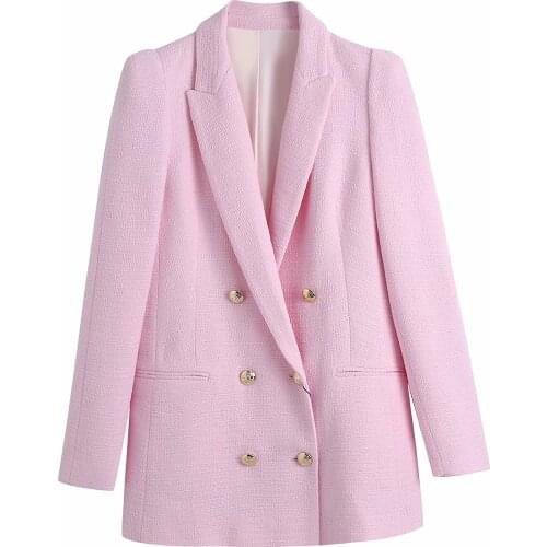 2021 New Women Blazer Double breasted Long Sleeves Fashion Casual Elegant Chic Lady Woman Long Blazer Suit