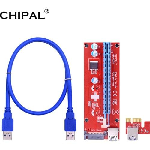 100PCS CHIPAL VER007S PCI Express 007S PCIE PCI-E Riser Card 007 1X 16X Extender USB3.0 Cable SATA 15Pin Power for Graphics Card
