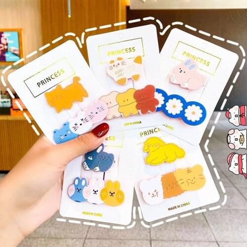2PC/Set Lovely Cute Animals Cartoon Children Hairclip Plasti Hair Accessories Korean Style Kids Hairpins Girls Headwear Ornament