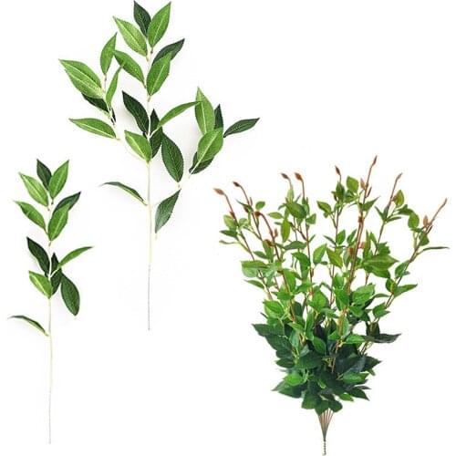 5pcs Artificial Leaves Greenery Simulation Foliage Fake Green Plant Home Garden Wall Hanging Decoration Wedding Decor Props