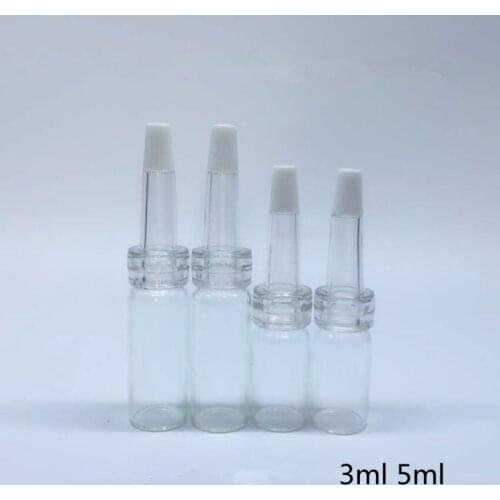 50pcs/Lot Clear Glass Bottle Cosmetic Ampoule Vials Horn Mouth Bottle Reagent Bottle Small Essence Oil Bottle Packaging 3ml 5ml