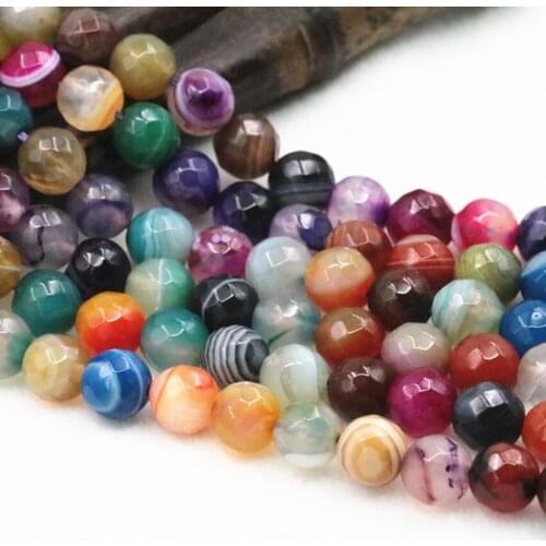 6 8 10mm Natural Agates Stone Beads for Jewelry Making Multicolor Faceted Round Carnelian DIY Bracelet Necklace Finding 15" A589