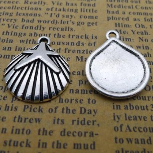 6 pieces/lot 18*22mm Antique silver color Star Starfish shell Charm Metal alloy Necklace Earring pendant Bracelet Key chain DIY