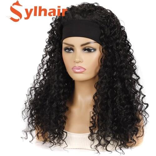 Afro Kinky Curly Headband Wigs 24Inch Long Curly Wig Synthetic Wig With Headband For Women No Glue No Sew In Heat Resistant Hair