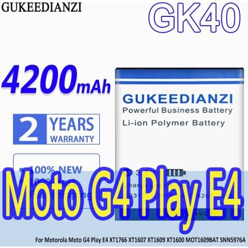 High Capacity GUKEEDIANZI Battery GK40 4200mAhFor Motorola Moto G4 Play E4 XT1766 XT1607 XT1609 XT1600 MOT1609BAT SNN5976A