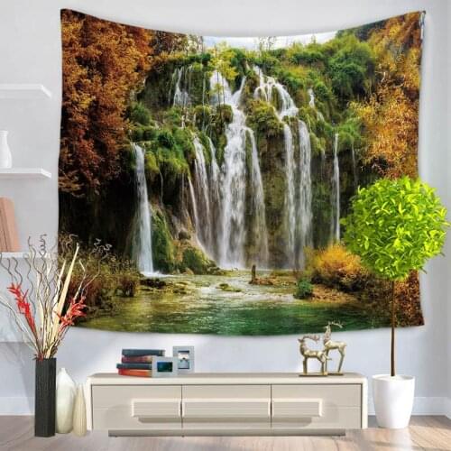 Home Decorative Wall Hanging Carpet Tapestry Rectangle Bedspread waterfall Mountain Pattern GT1043