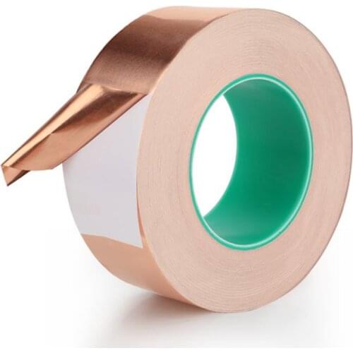 25M/roll Double Sided Conduct Copper Foil Tape Electromagnetic Shielding double side conductive copper foil tape 5-50mm
