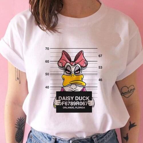 Disney Women Tshirt Funny Daisy Duck Printed T Shirt Women Short Sleeve Tshirt Lady Yong Girl Top Tee Dropship
