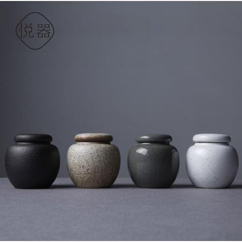 Tea Caddy Ceramic Portable Travel Tea Box Japanese Retro Mini Small Pu'er Tea Caddy