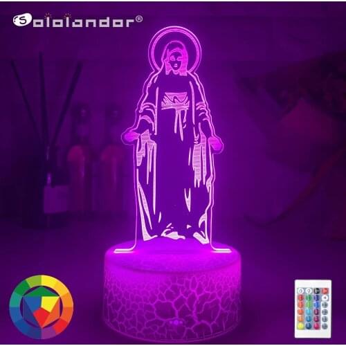 Creative 3D Virgin Mary Modelling Night Light Usb 7 Color Visual Change Led God Table Lamp Kid Bedroom Sleep Light Fixture Decor
